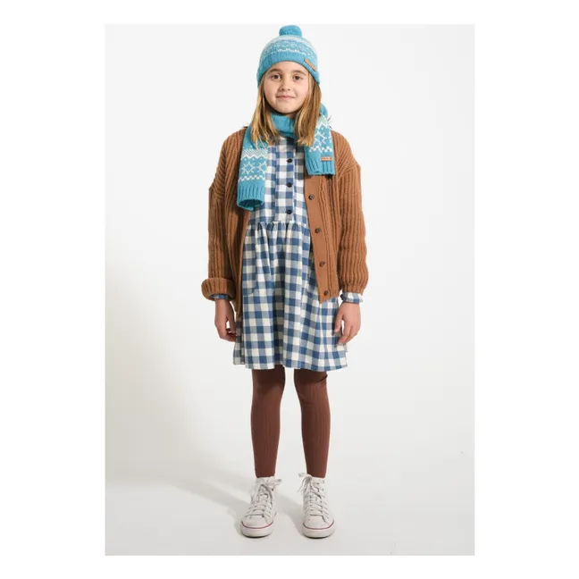 Robe Carreaux Coton Bio | Bleu
