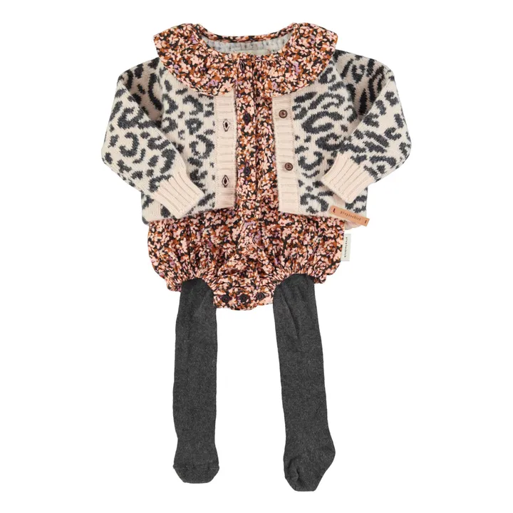 Barboteuse Col Claudine Fleurie | Noir- Image produit n°2