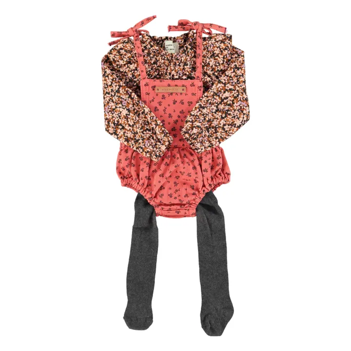 Barboteuse Col Claudine Fleurie | Noir- Image produit n°1