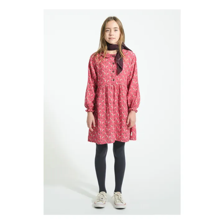 Vestido con cuello Claudine de flores | Rosa- Imagen del producto n°1