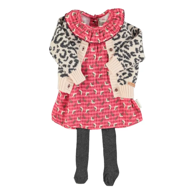 Robe Col Volants Fleurs | Rose