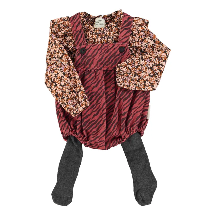 Barboteuse Col Claudine Fleurie | Noir- Image produit n°4