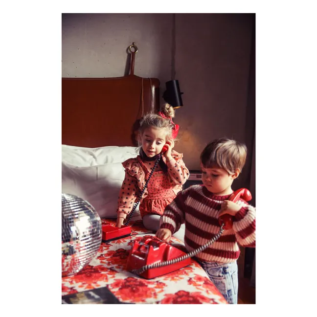 Sweat Côtelé Volants Etoiles Coton Bio | Corail