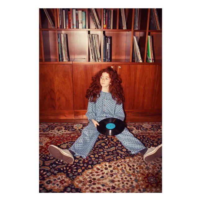 Veste en Jean Col Claudine Cœurs | Bleu Clair