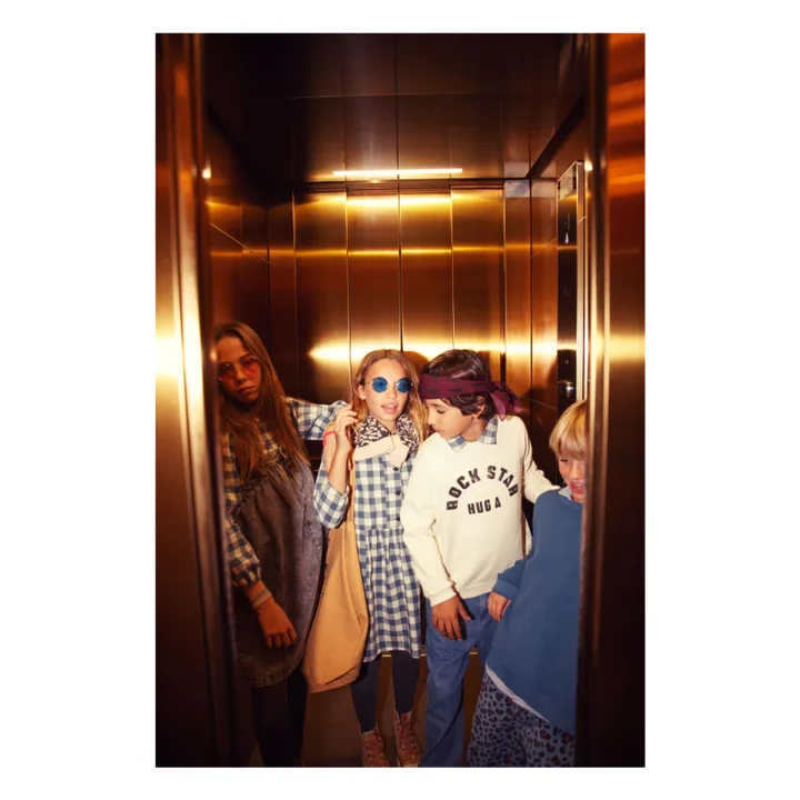 Vestido a cuadros de algodón orgánico | Azul- Imagen del producto n°8