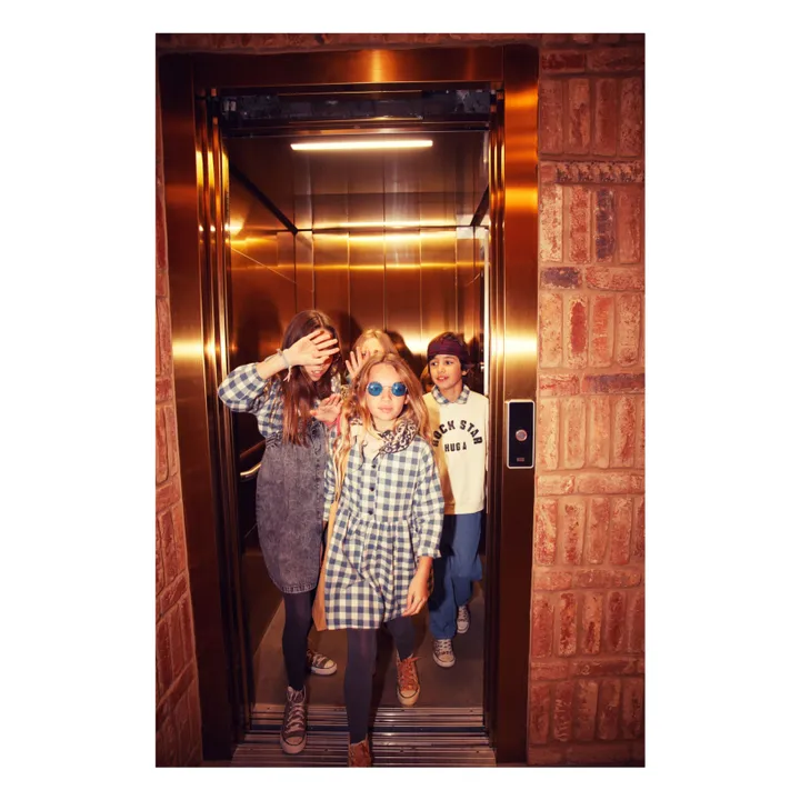 Vestido a cuadros de algodón orgánico | Azul- Imagen del producto n°6