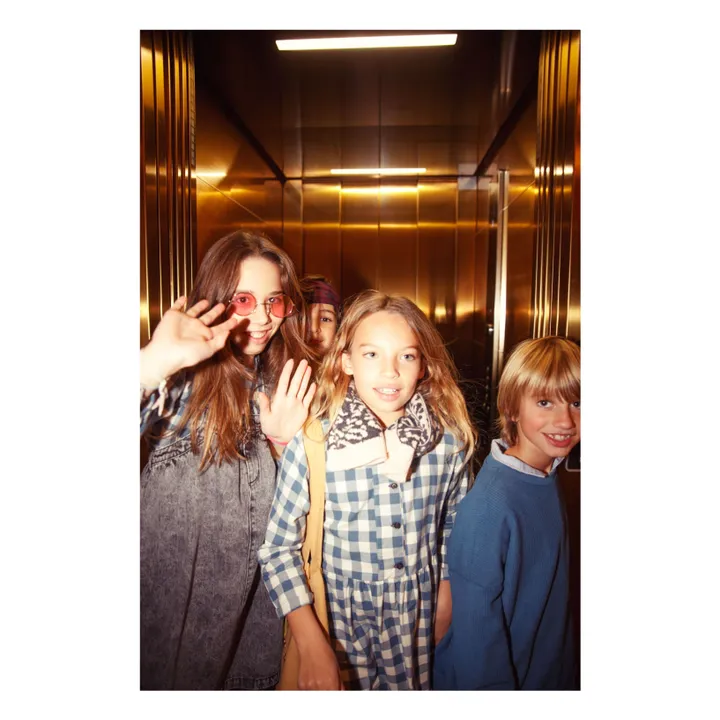 Vestido a cuadros de algodón orgánico | Azul- Imagen del producto n°4