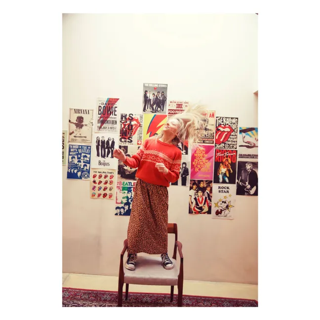 Jupe Longue Fleurie | Noir