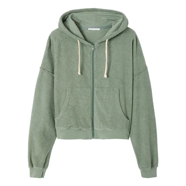 Sweat Zippé Bobypark Coton Bio | Vert argile