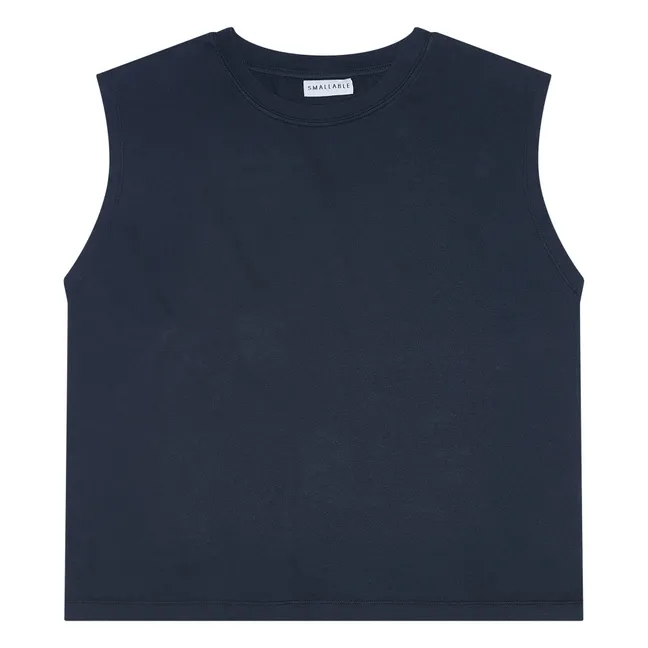 T-shirt senza maniche in cotone organico Freja | Nero