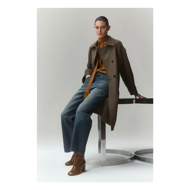 Blusa de algodón y gasa de seda | Chocolate