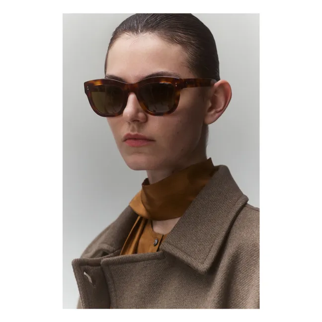 Blusa de algodón y gasa de seda | Chocolate