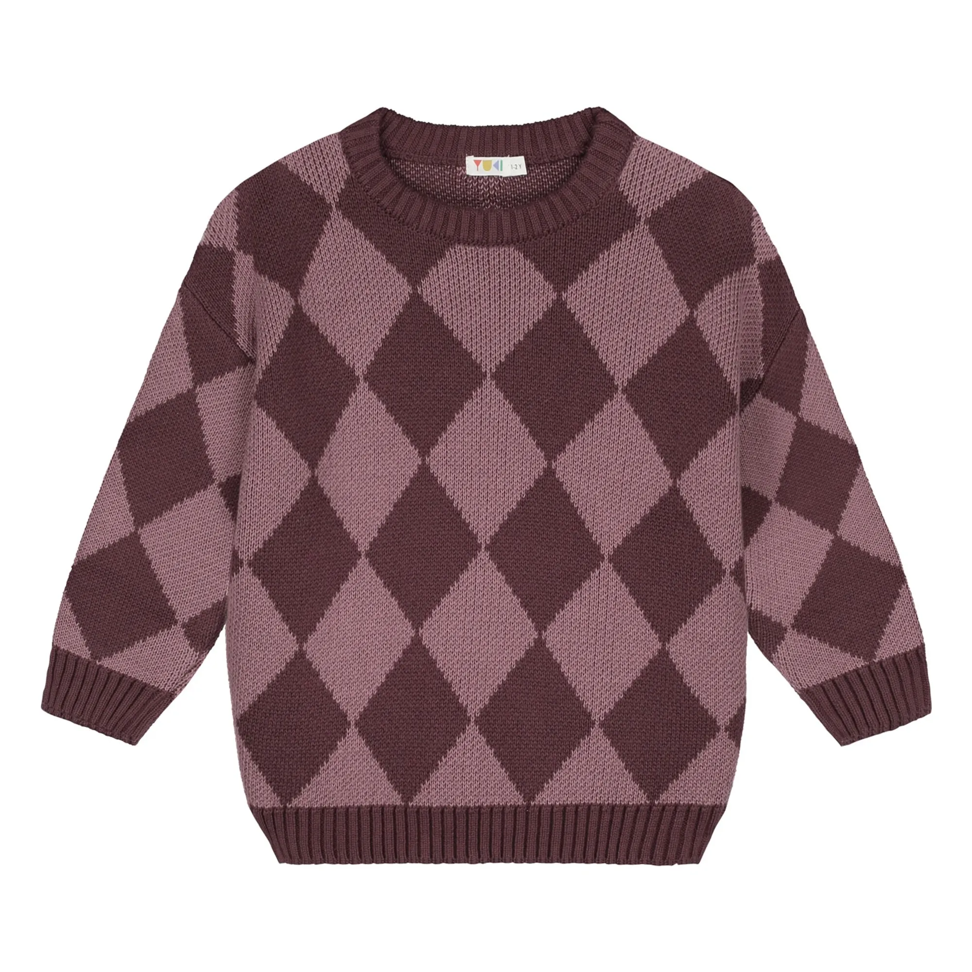 Yuki Unisex Mauve Organic Cotton Check Sweater
