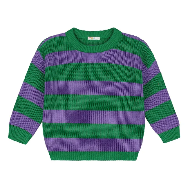 Pull Rayures Coton Bio | Violet