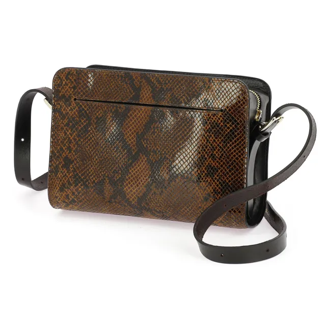 Le New Bea Snake Print Bag | Brown
