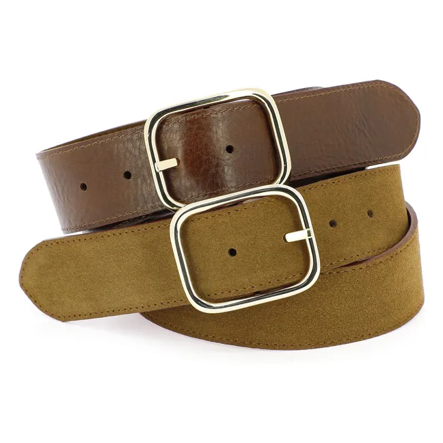 La Vice-Versa Bi-Material Reversible Belt | Tabacco