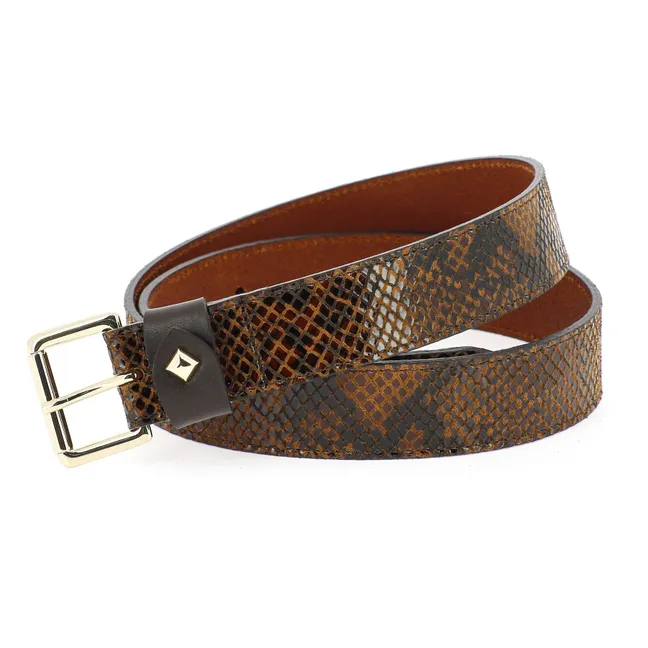 Cinturón con estampado de serpiente La Turenne | Marrón