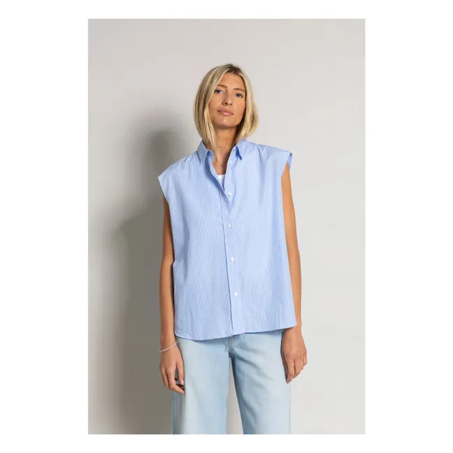 Chemise Sans Manches Laura Rayée | Bleu Clair