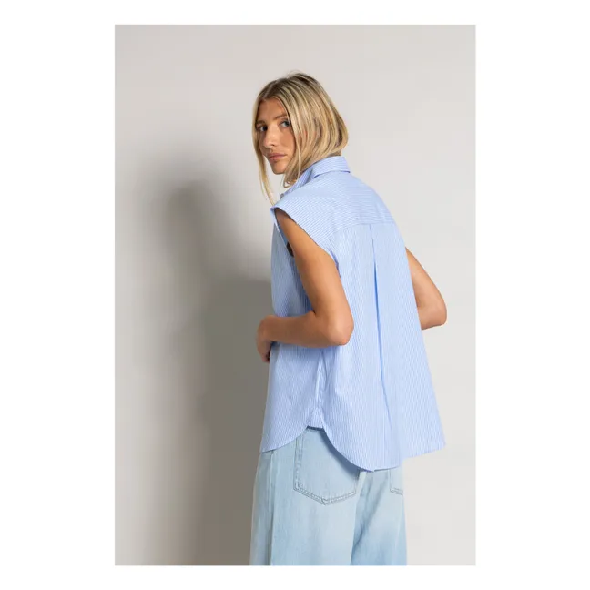 Chemise Sans Manches Laura Rayée | Bleu Clair