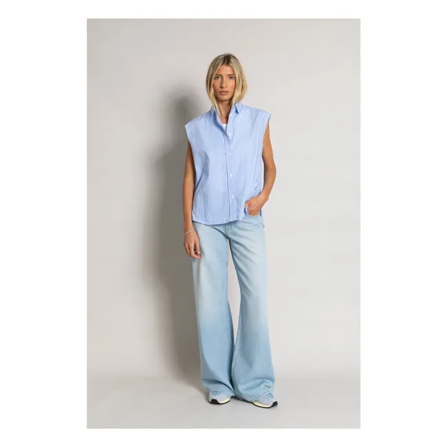 Chemise Sans Manches Laura Rayée | Bleu Clair