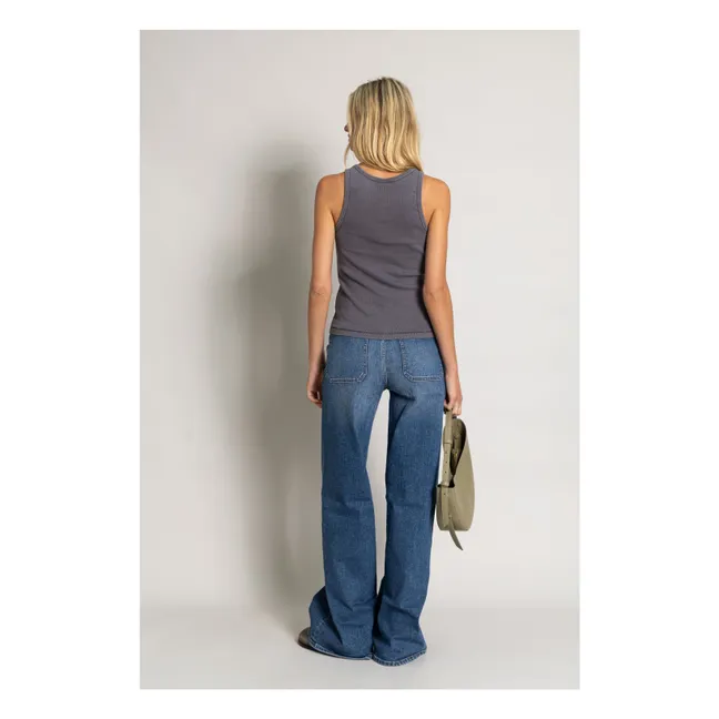 Geripptes Tank-Top Ayla Bio-Baumwolle | Kohlegrau