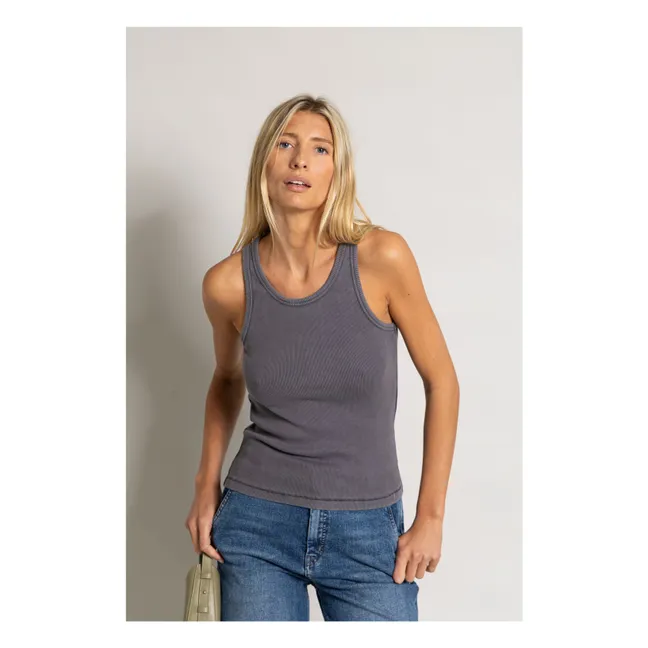 Geripptes Tank-Top Ayla Bio-Baumwolle | Kohlegrau