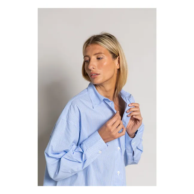 Robe Chemise Lydie Rayée | Bleu Clair