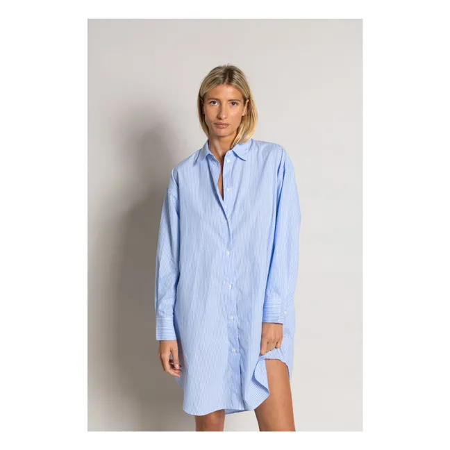 Robe Chemise Lydie Rayée | Bleu Clair