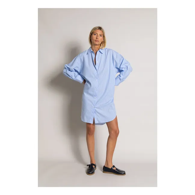 Robe Chemise Lydie Rayée | Bleu Clair