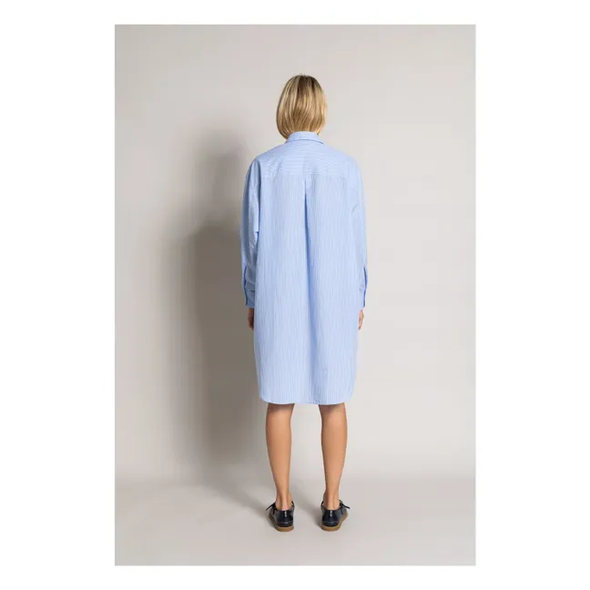 Robe Chemise Lydie Rayée | Bleu Clair