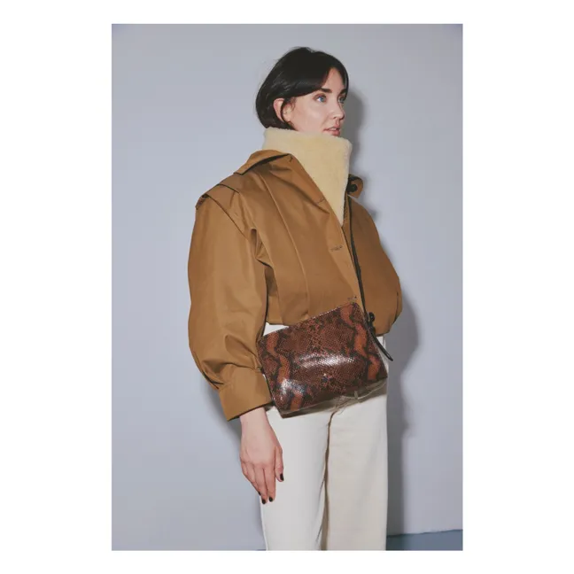 Borsa Le New Bea con stampa serpente | Marrone