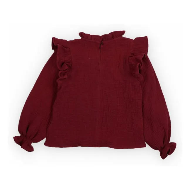 Blusa de gasa de algodón doble Maitea | Burdeos