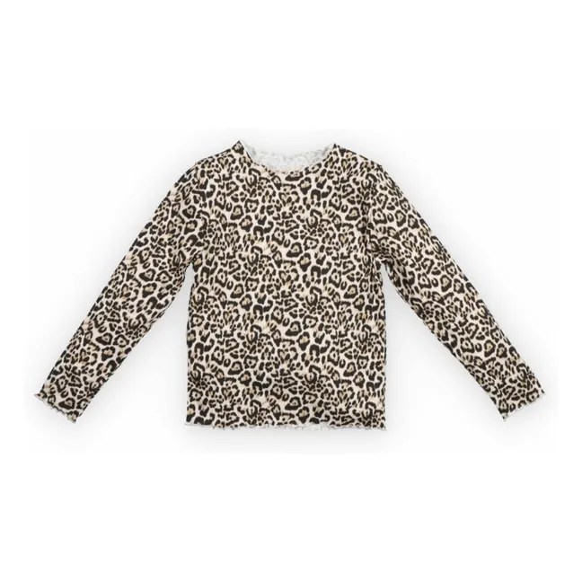 Camiseta Leopard Rib | Beige