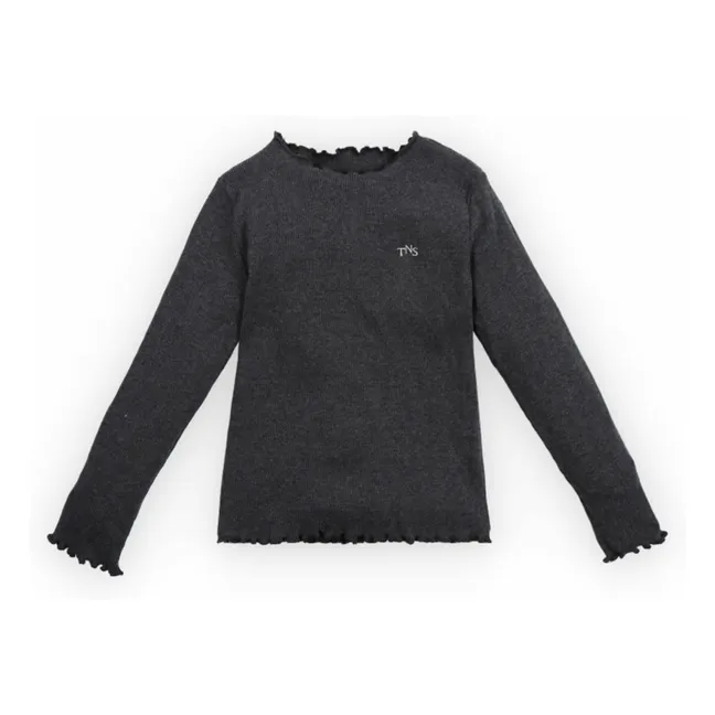 Camiseta de canalé | Gris Oscuro