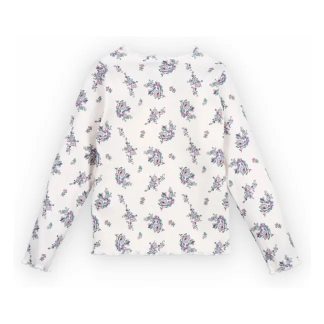 Camiseta de canalé floral | Beige