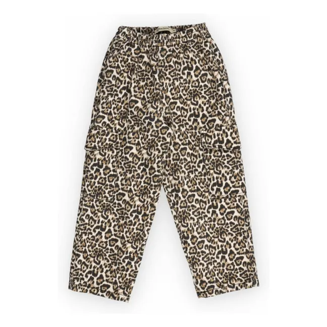 Pantalones de algodón orgánico Nelia Leopard | Beige