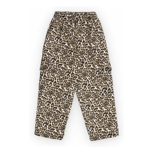 Pantalones de algodón orgánico Nelia Leopard | Beige