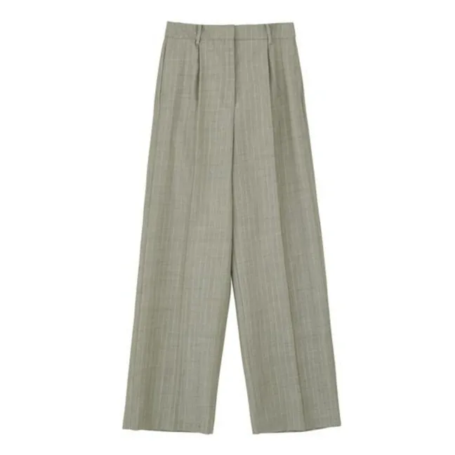 Pantalon Thom Rayé Laine | Gris clair