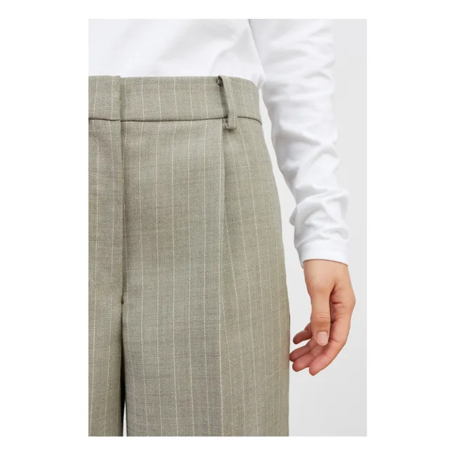 Pantalon Thom Rayé Laine | Gris clair