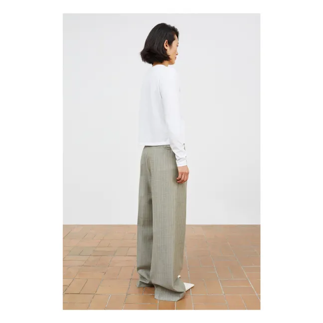 Pantalon Thom Rayé Laine | Gris clair