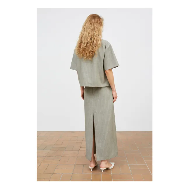 Blouse Blond Rayée Laine | Gris clair