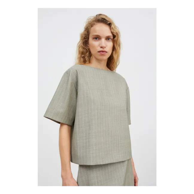 Blouse Blond Rayée Laine | Gris clair