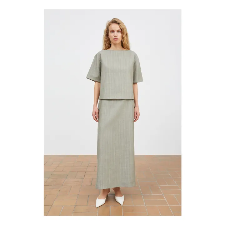 Blusa de lana a rayas rubias | Gris Claro- Imagen del producto n°2