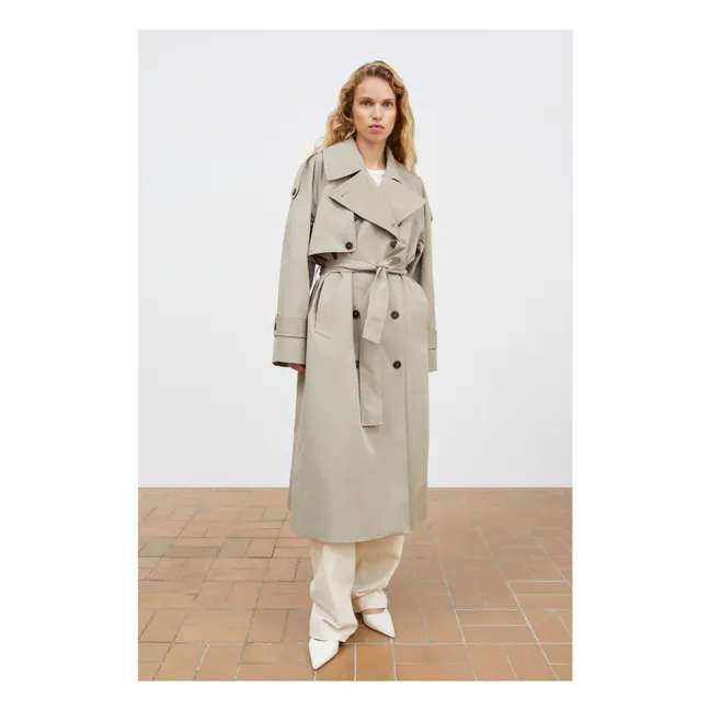 Trench Mahsa Coton Bio | Gris vert