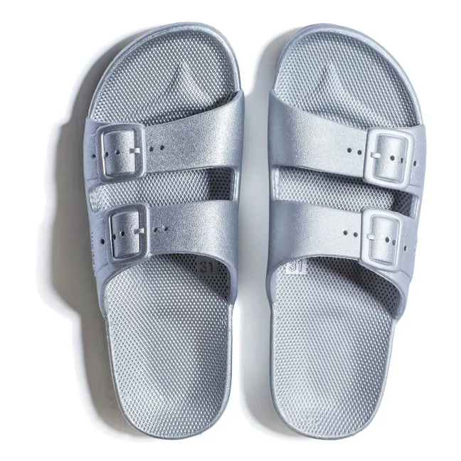 Sandalias Imitación Hebilla | azul metálico
