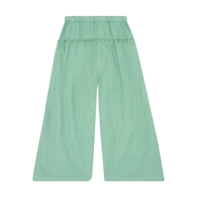 Pantalones anchos de lino | Verde arcilla