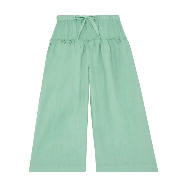 Pantaloni di lino a gamba larga | Verde argilla