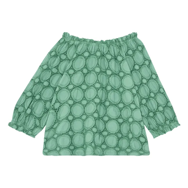 Openwork blouse | Green clay