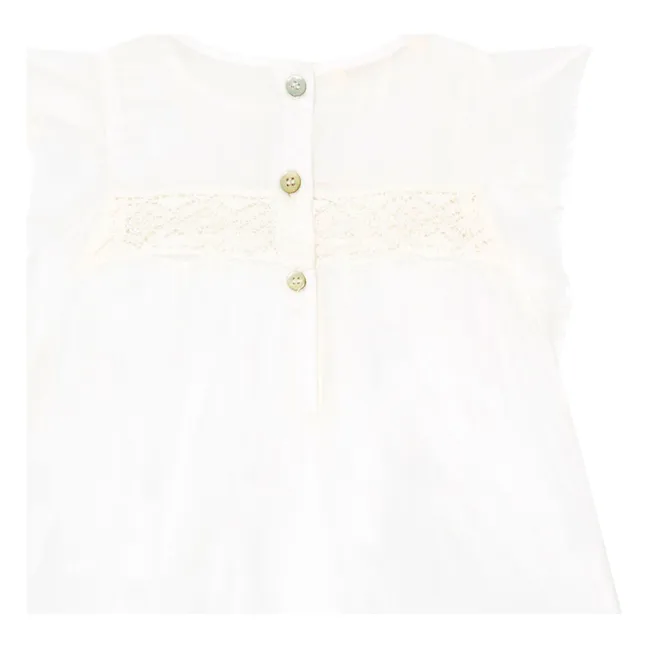Maglietta con balza traforata | Bianco