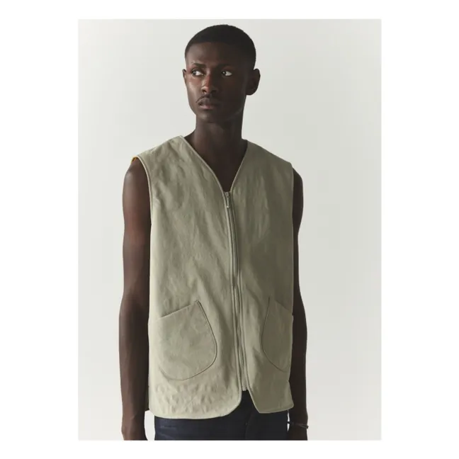 Sleeveless Zipped Vest | Khaki